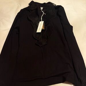 Anne Fontaine Elegant Black Ruffled Women's Top